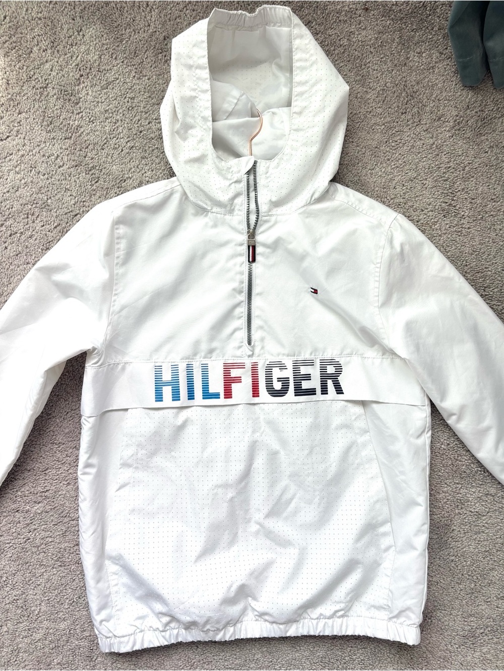Tommy Hilfiger Vintage Y2K White Pullover Track Jacket Windbreaker Sporty Unisex